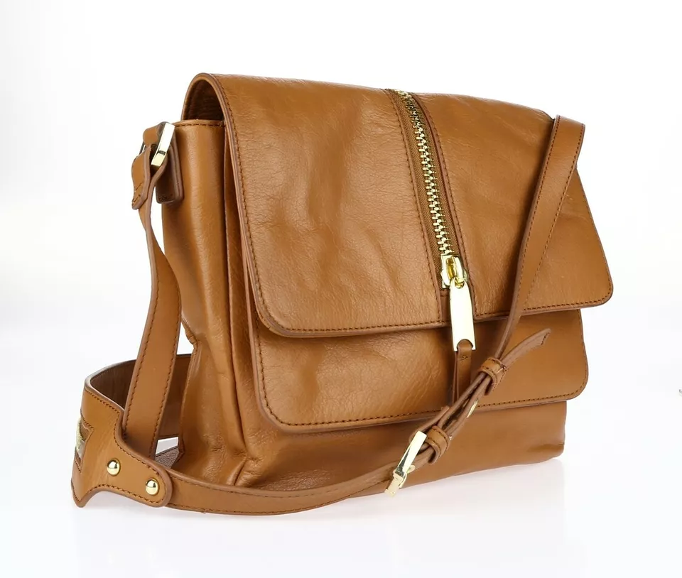 Bandolera Via Spiga Marrón Cuero Marrón Tostado Dorado Bolso Monedero Foto 2 de 4