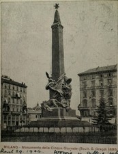 Italy Postcard Early 1900s Rare Milan Monument of the 5 Days 1904 Stamp 