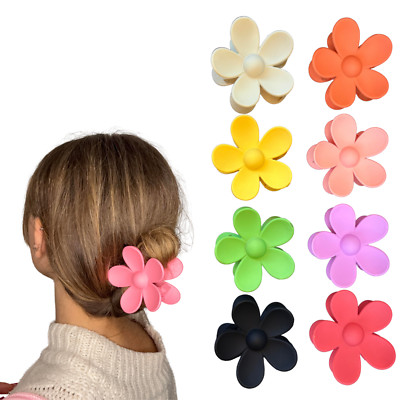 8 Stück bunte Blumen Haarklammer 8 cm große Haarspange, Flower Hair Claw Clips