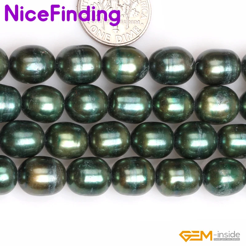 Cuentas sueltas de perlas cultivadas de agua dulce de oliva de 9-12 mm para hacer joyas de 15" hágalo usted mismo Foto 3 de 4