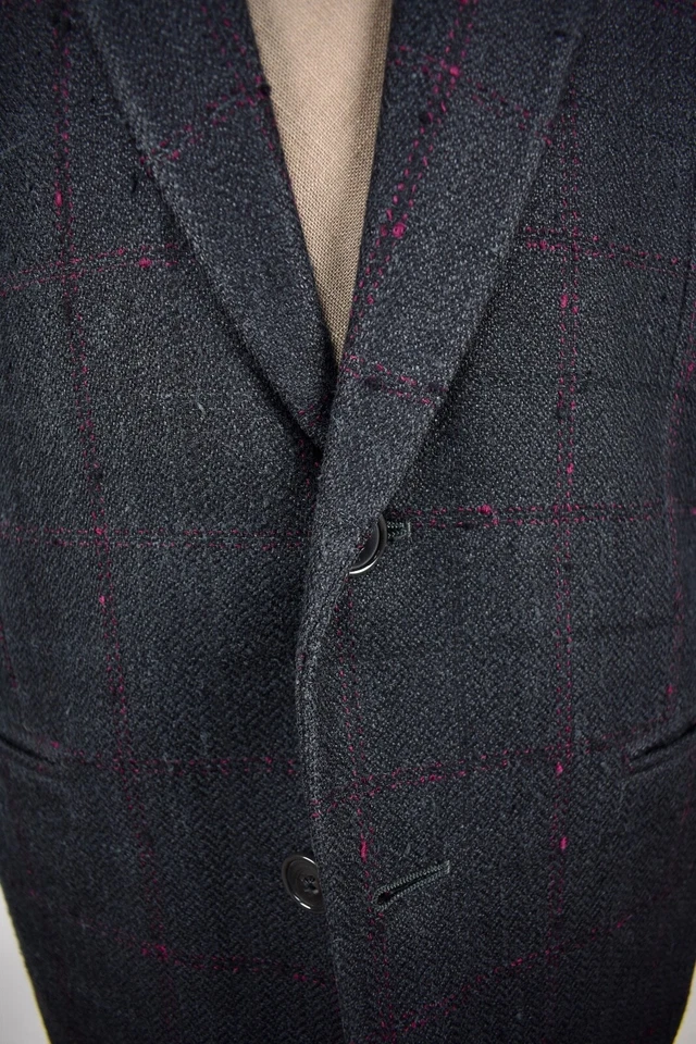 Abrigo deportivo Zanella negro a cuadros mezcla de lana/seda de dos botones talla: 40R Foto 2 de 4