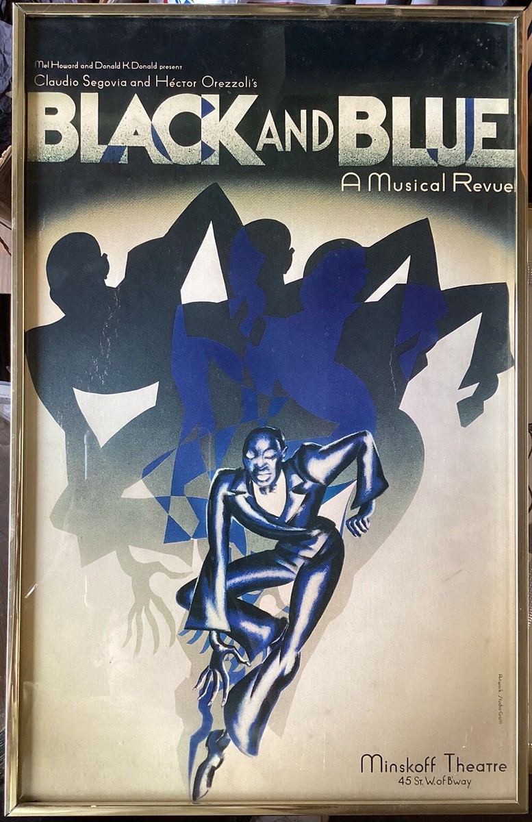 Black and Blue Vintage Original Musical Window Card Poster 1989
