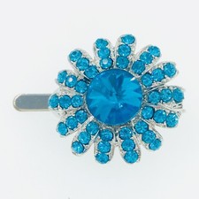 Sunflower Magnet Hair Clip Hairpin Rhinestone Crystal Flower Barrette Blue 29