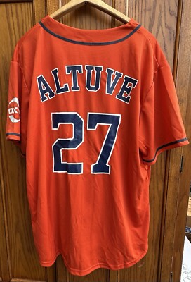 Majestic MLB アストロズ アルトゥーベ 27 ユニフォーム XL Houston Astros Official Jose Altuve #27 Orange Replica Jersey XL