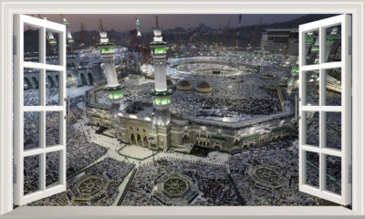 Moschee Medina großes magisches Fenster selbstklebend Wandaufkleber Druck Poster 3D
