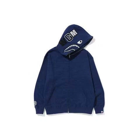 A BATHING APE (BAPE) Felpa con cappuccio e zip intera BAPE Indigo Shark (FW23) indaco