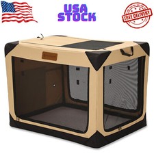 36 Inch Collapsible Soft Dog Crate for Large Dogs, 4-Door Foldable Dog Kennel...