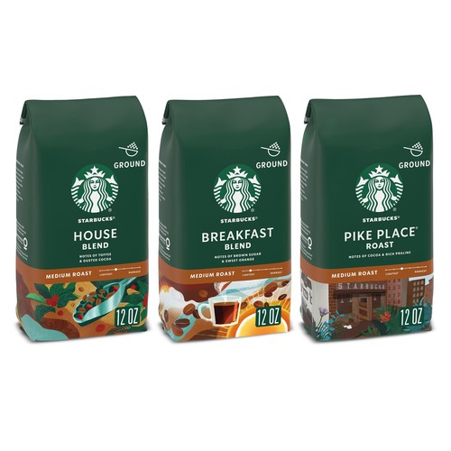 Starbucks Medium Roast Ground Coffee Variety Pack 3 bags 12 oz each - 第 1/8 張圖片