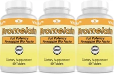 3 pack Vita Plus Bromelain  Supplements, 500 mg 60 tablets