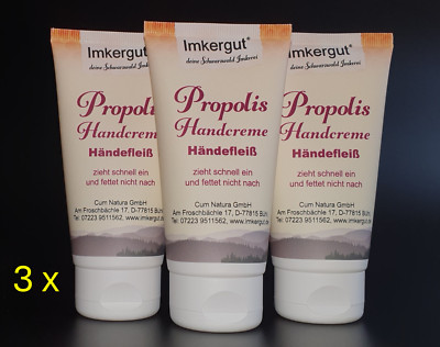 3 Tuben Propolis Handcreme Händefleiß á 75 ml Cum natura/Imkergut