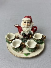 Miniature Resin Santa Clause Tea Set Christmas Tea Pot Teacup 6 pieces