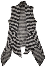 Size L Open Sleeveless Striped Cardigan Vest Scarf Vest Woman