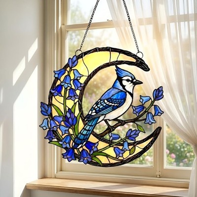 Blue Jay Acrylic Suncatcher: Bird Window Hanging Mom Grandma Gifts