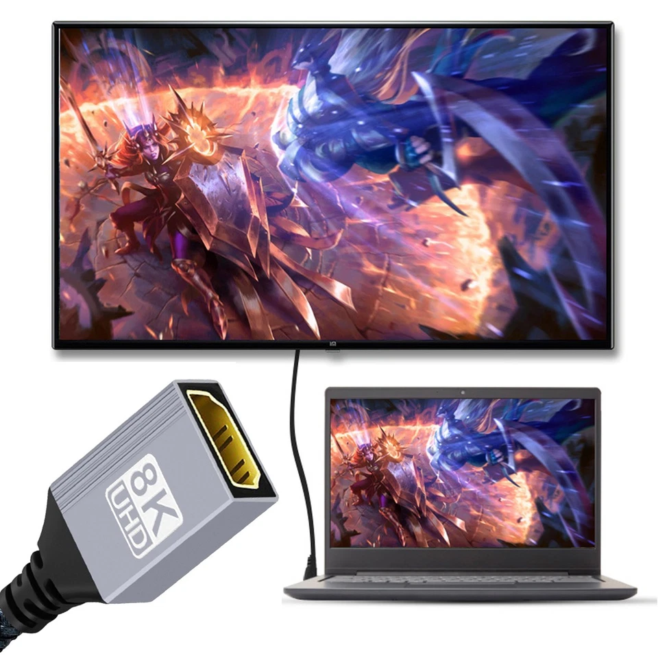 Micro/Mini HDMI to HDMI 8K60Hz 48Gbps Ultra High Speed Gold Plated Braided Cable - Image 4 of 4