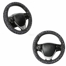 Black Leopard Print Cheetah Elastic Steering Wheel Cover Non-slip Breathable