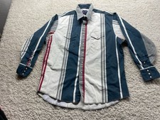 Vintage Wrangler Striped Pearlsnap Brushpopper Shirt Men  s XL. EUC