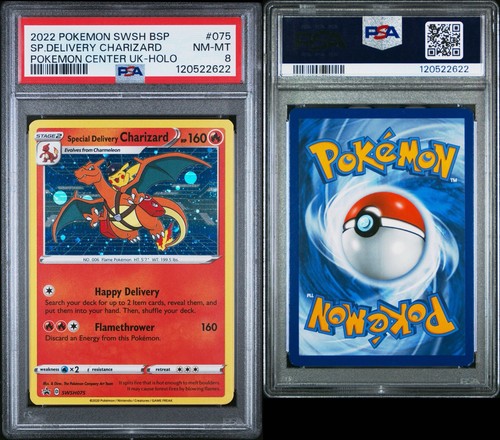 2022 POKEMON SWSH BLACK STAR PROMO #075 SPECIAL DELIVERY CHARIZARD-HOLO PSA 8