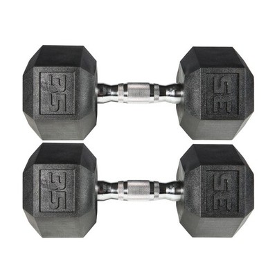 York Barbell PVC Hex Dumbbell with Chrome Ergonomic Handle   35LB Pair