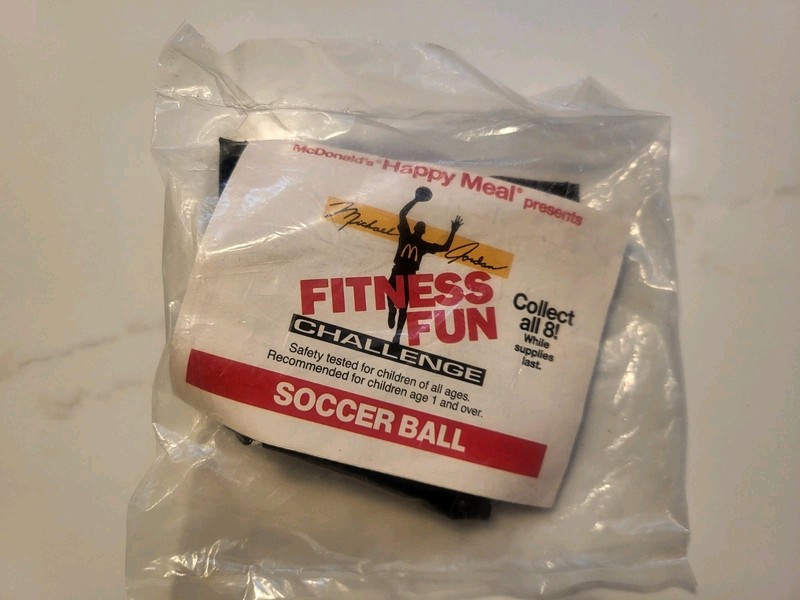 Michael Jordan  Mcdonalds Happy Meal Toy Fitness Fun Soccer Ball Sealed