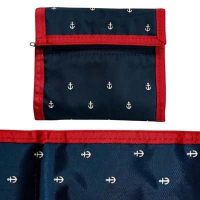 Vintage New Rolfs Sprintfolds Nylon Red And Blue Nautical Hook And Loop Wallet