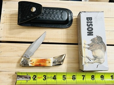 1980s PARKER IMAI KF-267 WILDLIFE SERIES BISON BUFFALO LOCKBACK