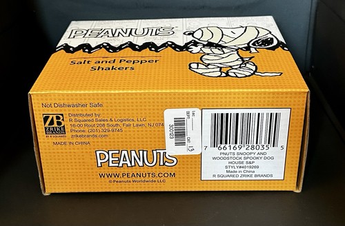 Peanuts Snoopy Woodstock Salt Pepper Shakers Halloween Skeleton Costume Doghouse - Picture 6 of 6