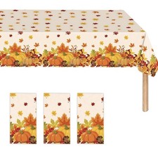 3 Pieces Thanksgiving Disposable Tablecloth, 54 x 108 Inch Rectangle New