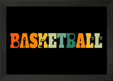 Retro Basketball Hoops Framed Wall Art Poster Canvas Print Picture