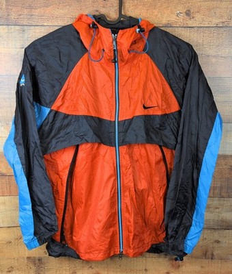 VTG 90s Nike ACG Jacket Mens Zip Up Colorblock Orange Black Blue Hooded size XL