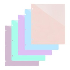 5 Pack 3 Ring Binder Folders with Pockets Letter Size Clear Plastic Document ...