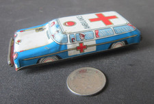 RARE Vintage AMBULANCE STATION WAGON TIN TOY CAR Friction vehicle Made in Japan