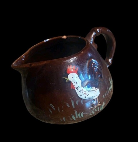 3 Vtg Japanese Redware Creamer Sugar Batter Pitcher Rooster Barn Farmhouse READ - Picture 20 of 22