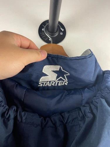 Vintage 90s Starter Georgetown Hoyas Navy Hooded Jacket Size XL - Picture 7 of 10