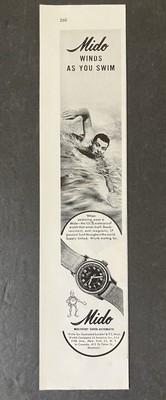 1945 Mido Watch Winds As You Swim Multifort Super-Automatic B&W Vintage Print Ad