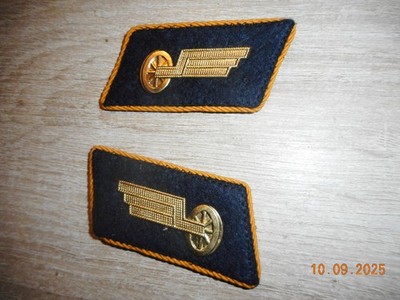 GDR Collar Mirrors German Reichsbahn Piping Yellow Old Vane Wheel 1 Pair