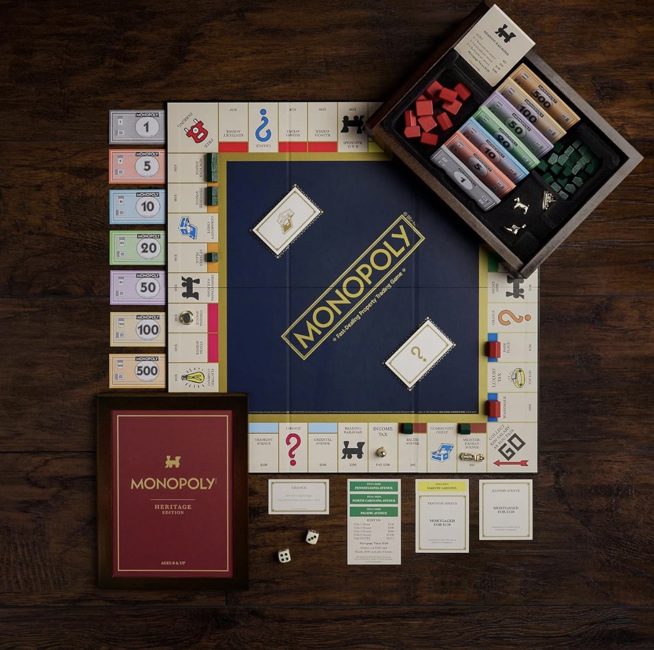 Co. Monopoly Heritage Edition Board Game In Wooden Storage B