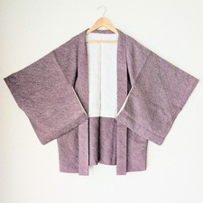 Japanese Vintage Haori Kimono Jacket Silk Shibori Purple Kanoko pattern