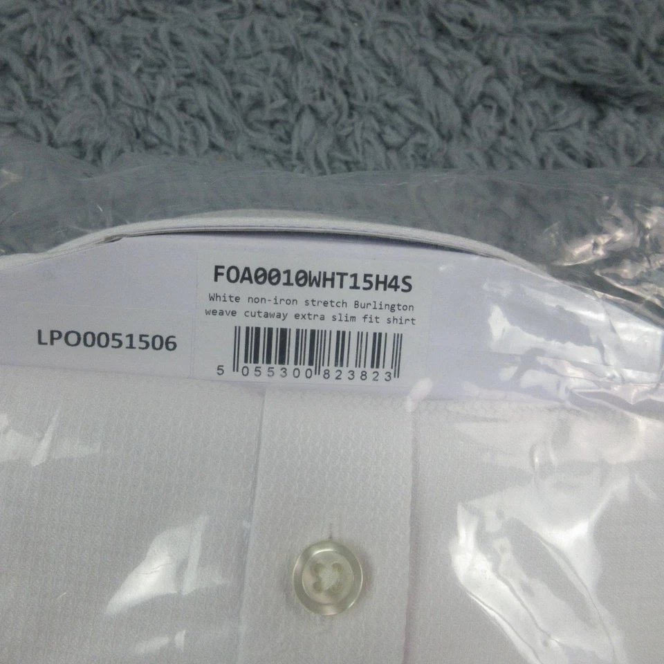 Camisa de vestir Charles Tyrwhitt para hombre 15.5 34 blanca sin corte de hierro extra delgada nueva con etiquetas Foto 4 de 4