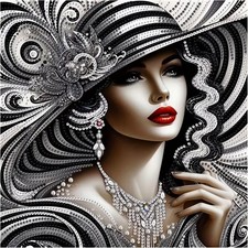 Special Shape Diamond Painting Kit for Adults, 5D Elegant Woman Diamond Art Begi