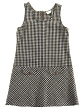 Vintage Ultra Pink Brown Grey Plaid Sleeveless School Girl Tank Dress Woman S