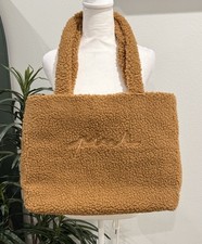 VICTORIA'S SECRET Large Brown Plush Tote Bag Sherpa PINK Logo NWOT
