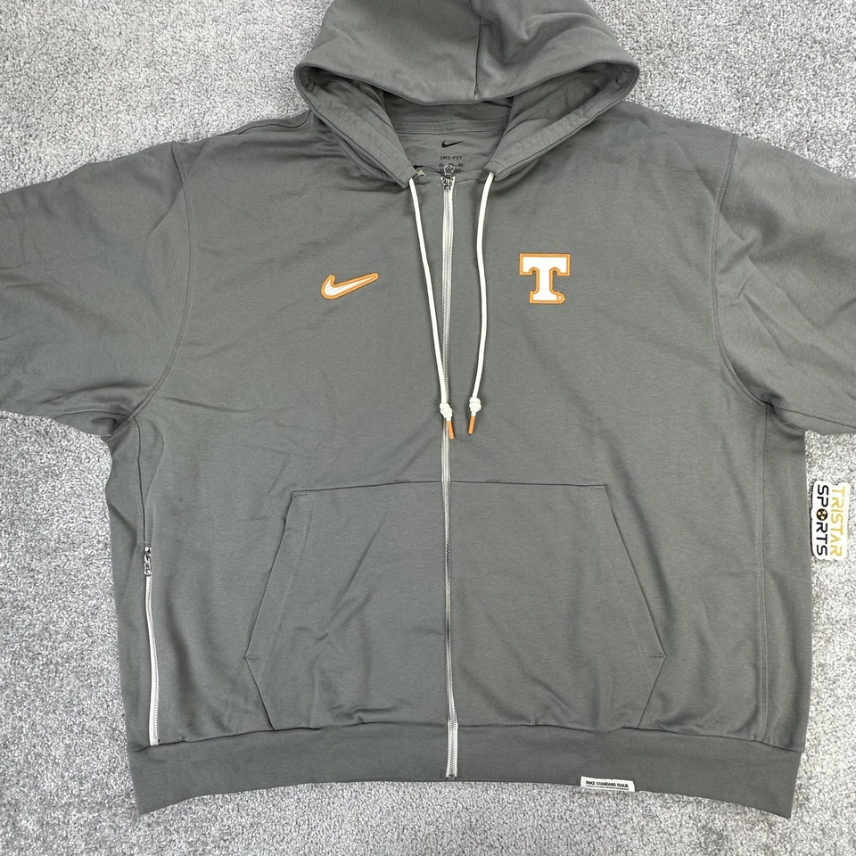Tennessee Volunteers Hoodie Mens 4XL Gray NCAA Football Nike Dri-FIT Full Zip - Image 2 of 4