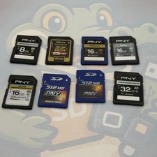 LOT of 8 Various Size - PNY SD Cards - Untested - GC555