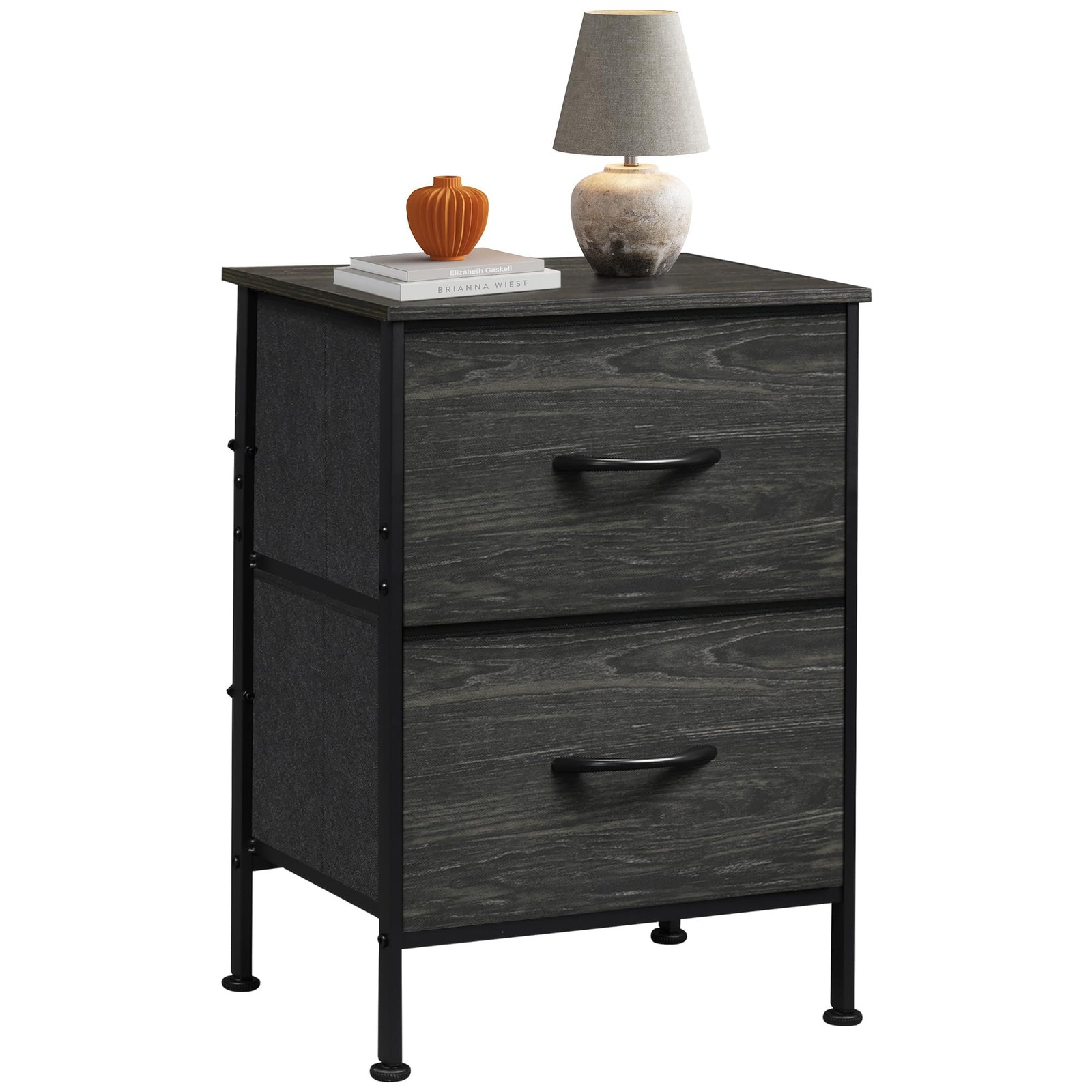 Nightstand with 2 Drawers Compact Bedside Table Small Bedroom Furniture-image