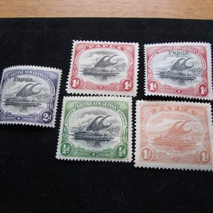 1901 Great Britain Papua New Guinea Stamps SC#'s 1-12-13-33-35