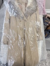 Vintage Women s Beige Long Overcoat n Front C...