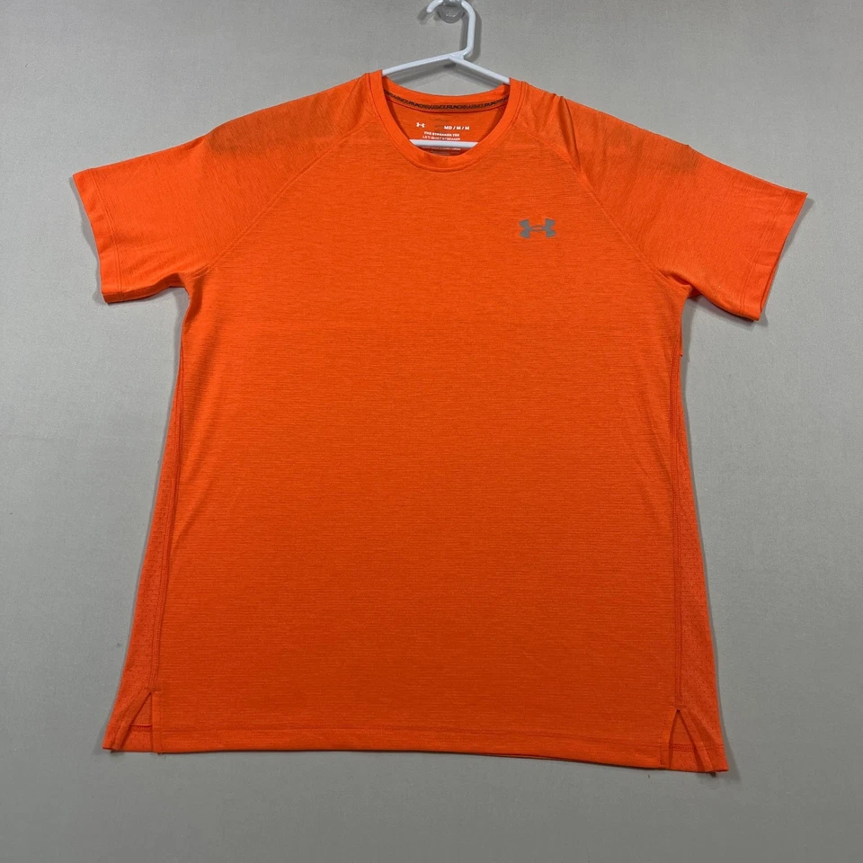 Under Armour Running Shirt Orange Lightweight Gym Training Tee Mens Medium M