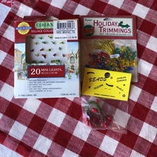 Vintage LEMAX Christmas Village Collection Tiny Mini Tree Ornament, + Extras