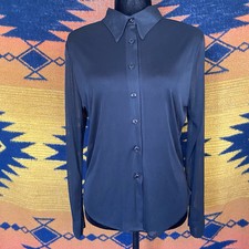 Vintage 90 s Eleven Sheer Black Button Up Collared Blouse S/M. Whimsygoth. USA.