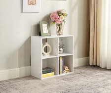 Mainstays 4 Cube Storage Organizer White Bookcase Shelf Unit